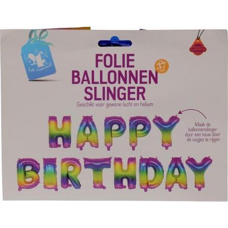 Regenboog folie ballon slinger| Happy birthday ballon | Feestje verjaardag | Folieballon | 37 cm | Ballonnen